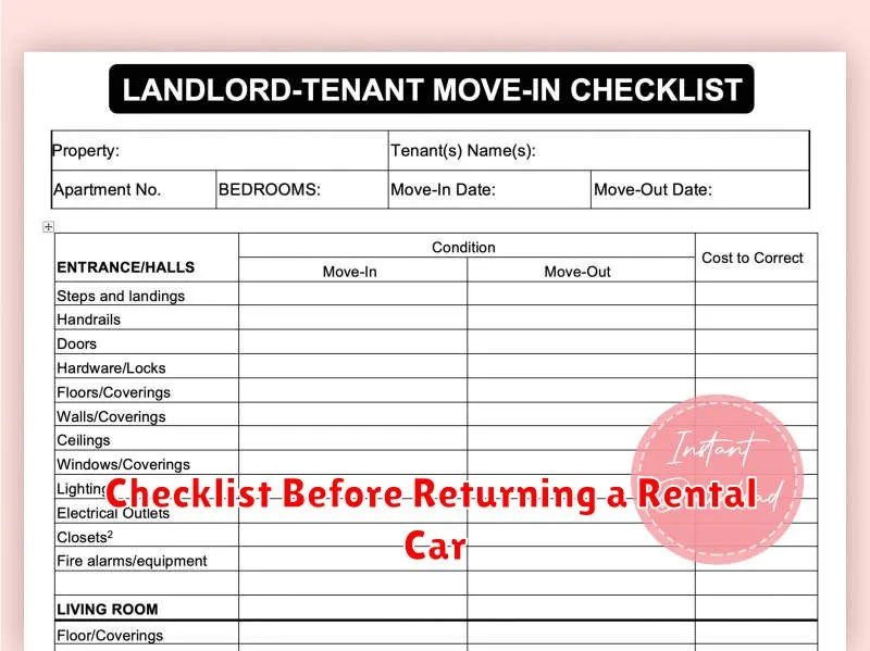 Checklist Before Returning a Rental Car